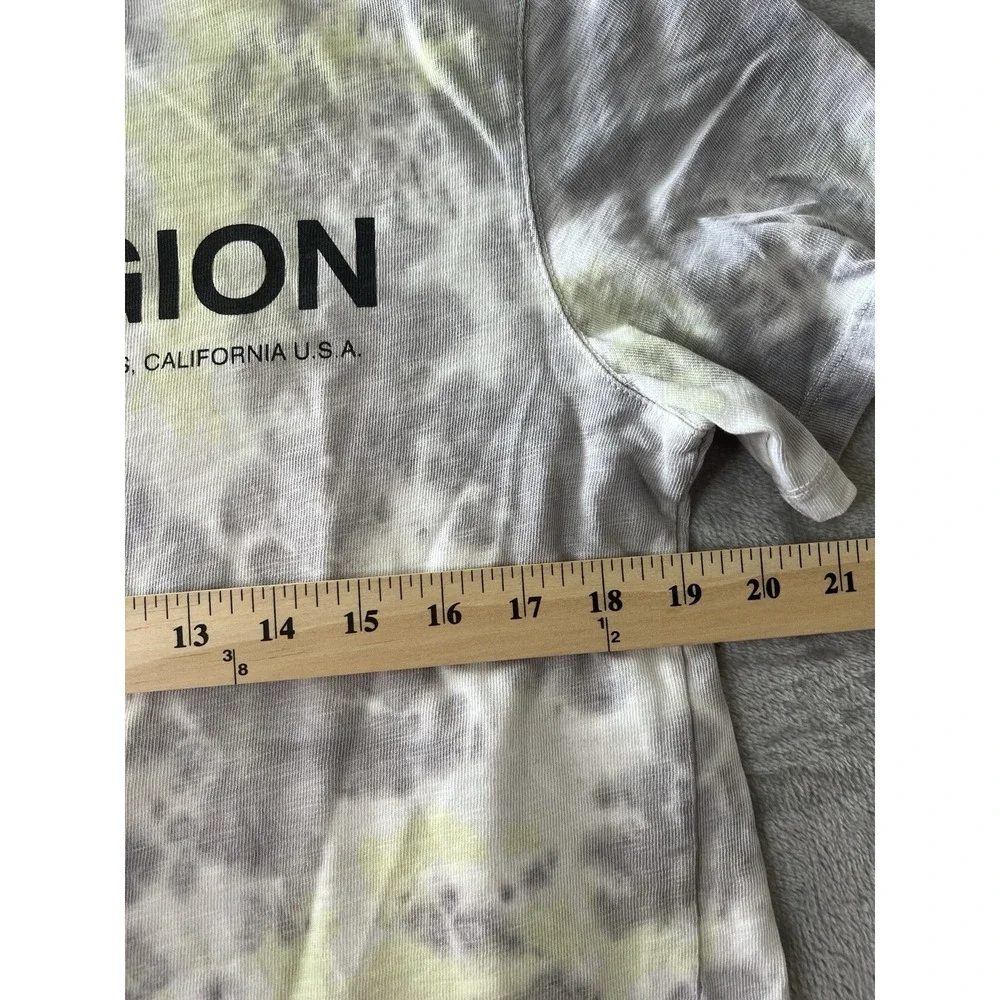 True Religion Mens Shirt 3XL Gray Yellow Tie Dye Logo Graphic Short Sleeve